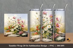 Nature Daisy Tumbler Wrap Sublimation Design 2 Product Image 1
