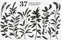 Black Watercolor Leaves Clipart Set Product Image 6