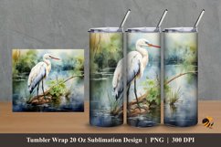 Herons on The Lake Tumbler Wrap Sublimation Design 2 Product Image 1