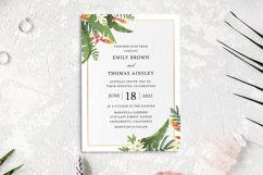 Tropical Watercolor Leaves Wedding Invitation Product Image 2