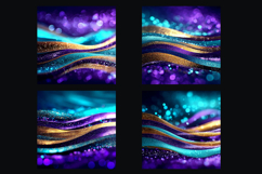Glitter Teal Violet Golden Stripes backgrounds|Digital Paper Product Image 2