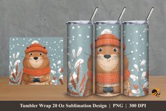 Cute Beaver Tumbler Wrap Sublimation Design 2 Product Image 1