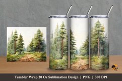 Pine Forest Tumbler Wrap Sublimation Design 2 Product Image 1