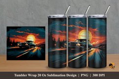 Black Car at Night Tumbler Wrap Sublimation Design 2 Product Image 1