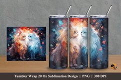 Cats Watercolor Tumbler Wrap Sublimation Design 2 Product Image 1