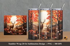 Forest Deer Tumbler Wrap Sublimation Design 2 Product Image 1