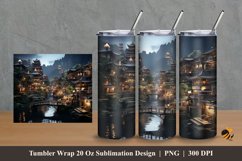 City Landscape Tumbler Wrap Sublimation Design 2 Product Image 1