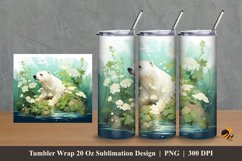 White Bear Tumbler Wrap Sublimation Design 2 Product Image 1