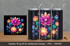 Colorful Cactus Tumbler Wrap Sublimation Design 2 Product Image 1