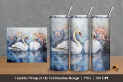 Lovely Swans Tumbler Wrap Sublimation Design 2 Product Image 1