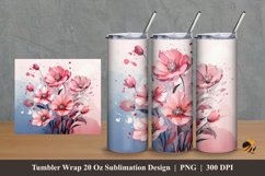 Pink Boquet Tumbler Wrap Sublimation Design 2 Product Image 1