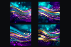 Glitter Teal Violet Golden Stripes backgrounds|Digital Paper Product Image 2