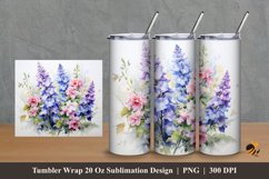 Watercolor Flower Tumbler Wrap Sublimation Design 2 Product Image 1