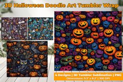 3D Halloween Doodle Art Tumbler Wrap Design Product Image 2