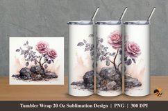 Hill Rose Tree Tumbler Wrap Sublimation Design 2 Product Image 1