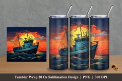 Fishing Boat Tumbler Wrap Sublimation Design 2 Product Image 1
