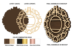 Decorative Heart Wreath Circle Laser Cut SVG Product Image 2