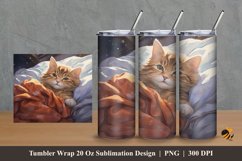 Sleeping Cat Tumbler Wrap Sublimation Design 2 Product Image 1