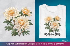 Lovely Chrysanthemum Flower Clip Art Sublimation 2 Product Image 1