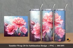 Carnation Flower Tumbler Wrap Sublimation Design 2 Product Image 1