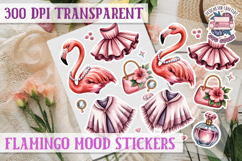 Flamingo Mood sticker sheet Pink Love Bird PNG Glamour Product Image 1