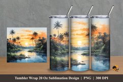 Sunset River Tumbler Wrap Sublimation Design 2 Product Image 1