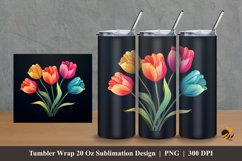 Cute Tulip Tumbler Wrap Sublimation Design 2 Product Image 1