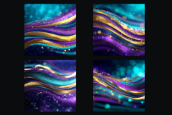 Glitter Teal Violet Golden Stripes backgrounds|Digital Paper Product Image 2