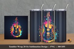 Colorful Guitar Tumbler Wrap Sublimation Design 2 Product Image 1