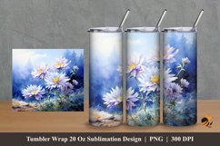 Aster Flower Tumbler Wrap Sublimation Design 2 Product Image 1