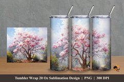 Magnolia Spring Tumbler Wrap Sublimation Design 2 Product Image 1