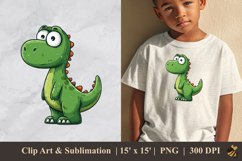 Cute Green Dinosaur DTF Sublimation Clipart Design 2 Product Image 1
