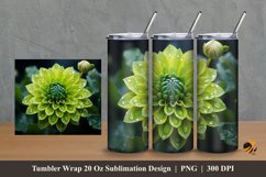 Green Flower Tumbler Wrap Sublimation Design 2 Product Image 1