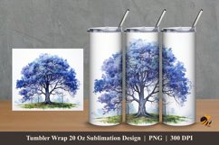 Blue Trees Tumbler Wrap Sublimation Design 2 Product Image 1