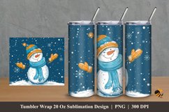 Happy Snowman Tumbler Wrap Sublimation Design 2 Product Image 1