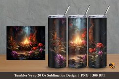 Lake at Night Tumbler Wrap Sublimation Design 2 Product Image 1
