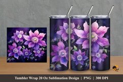 Clematis Flower Tumbler Wrap Sublimation Design 2 Product Image 1
