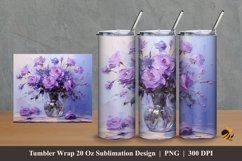 Violet Flowers Tumbler Wrap Sublimation Design 2 Product Image 1