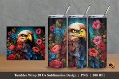 Eagle Flower Tumbler Wrap Sublimation Design 2 Product Image 1