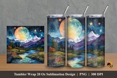 Mountain River Tumbler Wrap Sublimation Design 2 Product Image 1
