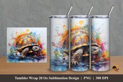 Turtle Art Tumbler Wrap Sublimation Design 2 Product Image 1