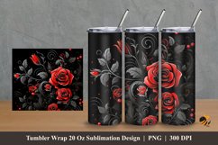 Rose Flowers Tumbler Wrap Sublimation Design 2 Product Image 1