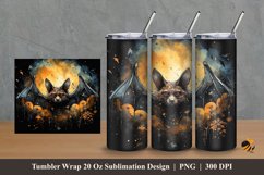 Bat at Night Tumbler Wrap Sublimation Design 2 Product Image 1