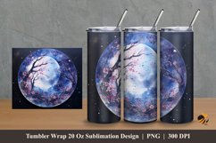 Painting Moon And Tree Tumbler Wrap Sublimation Design 2 Product Image 1