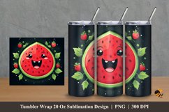 Cute Watermelon Tumbler Wrap Sublimation Design 2 Product Image 1