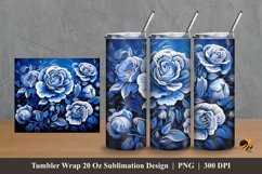 Blue Curiosa Rose Tumbler Wrap Sublimation Design 2 Product Image 1