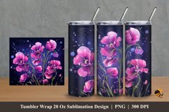 Starry Flower Tumbler Wrap Sublimation Design 2 Product Image 1
