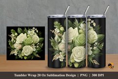 White Olive Bouquet Tumbler Wrap Sublimation Design 2 Product Image 1