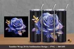 Dark Blue Rose Tumbler Wrap Sublimation Design 2 Product Image 1