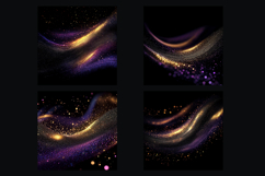 Glitter Digital Paper|Purple Gold Wave Stripes backgrounds Product Image 2
